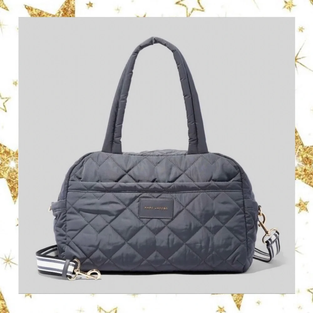 Marc Jacobs Unisex Medium Grey Quilted Weekender Tote Bag
